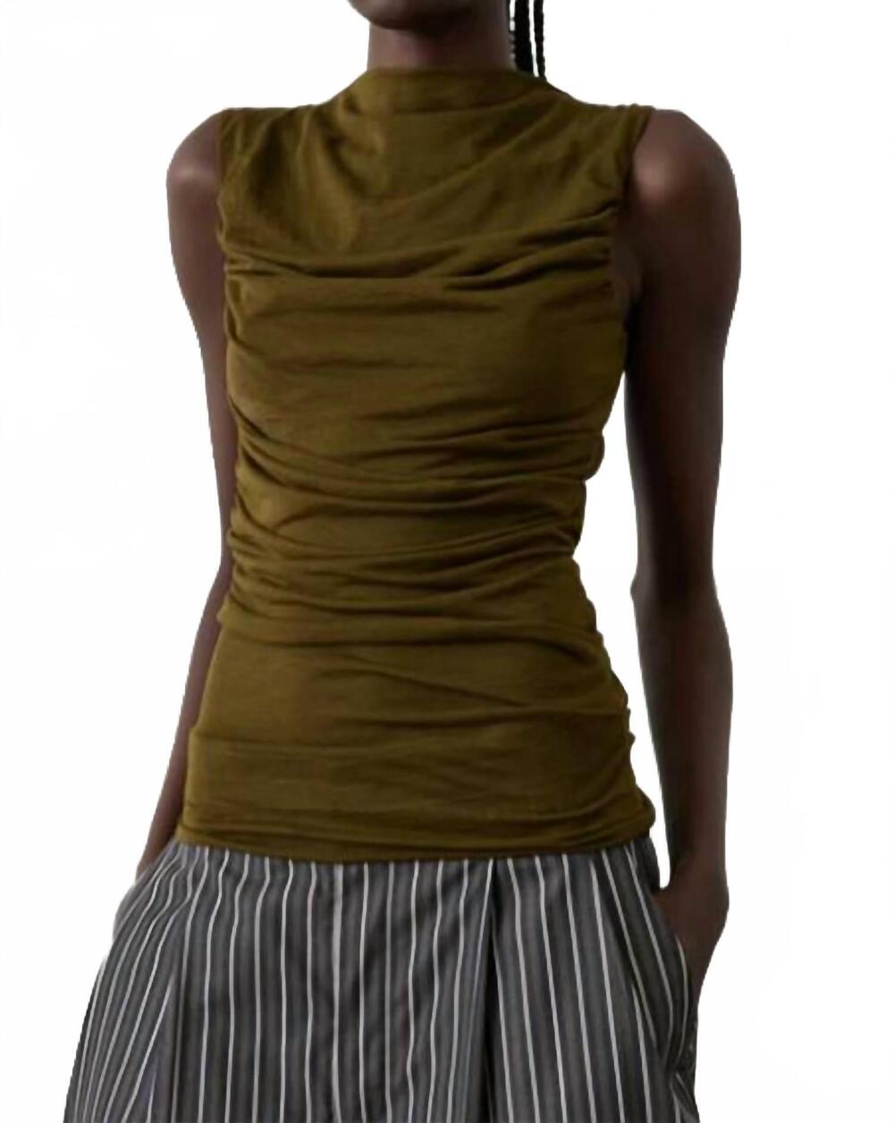 NEW SOEUR irina top in kaki/bronze